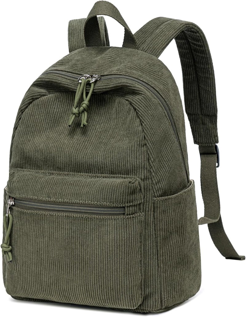 BLUBOON Girls Mini Backpack Women Small Backpack Purse Teens Cute Casual School Bookbag(Corduroy Army Green) - Image 1