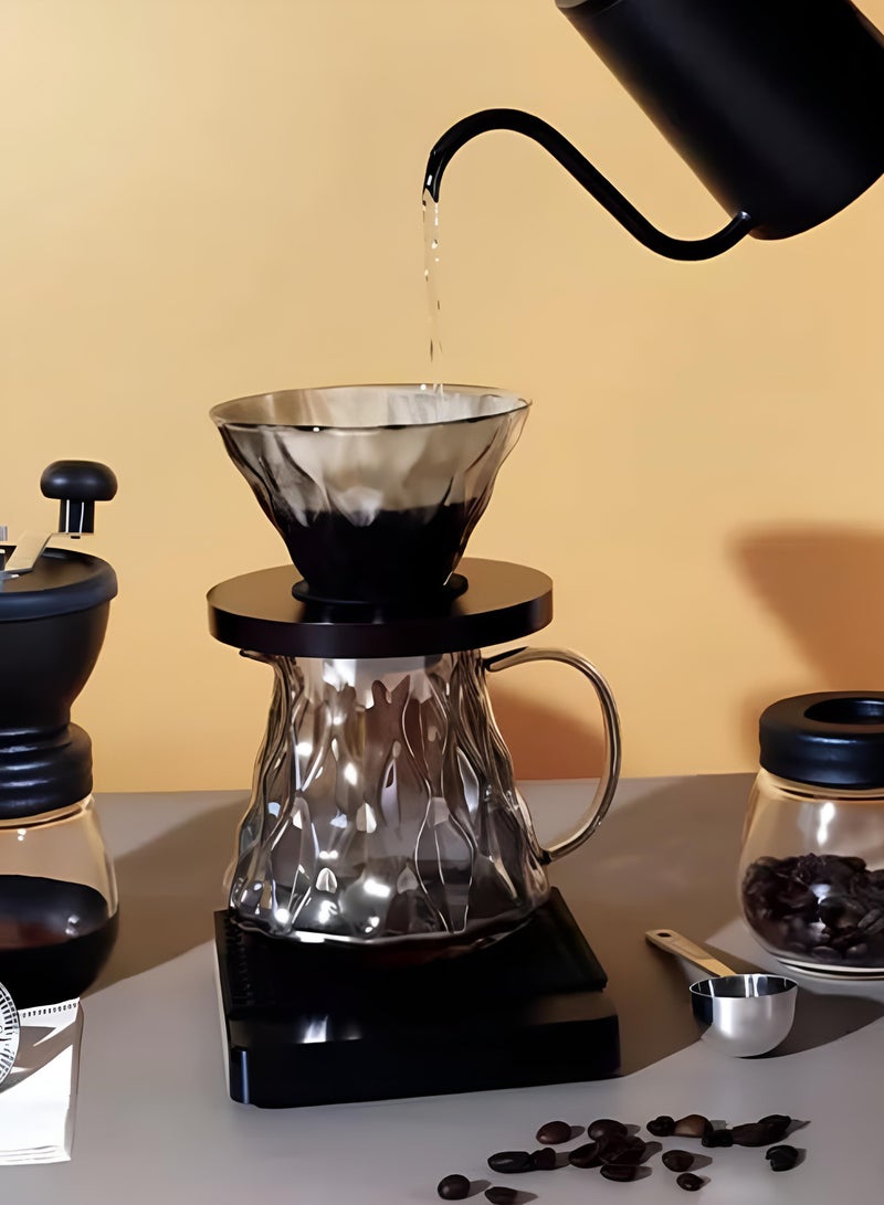 بريتيل ماكينة صنع القهوة بروتيل بور أوفر، 500 مل من الزجاج الزجاجي صب فوق قطارة القهوة مع قاعدة خشبية، مجموعة صانع القهوة بالتنقيط للمنزل أو المكتب - Image 2