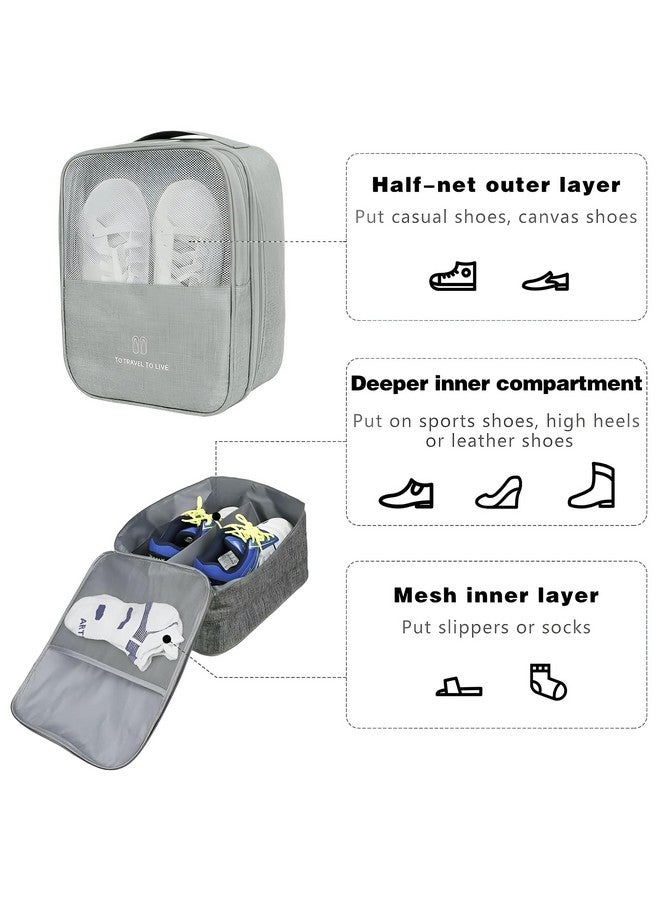 Kuber Industries Kuber Industries Pack of 2 Waterproof & Anti-Wrinkle Shoe Bags for Travelling with 3 Layers | Durable Shoe Pouch for Travel | Shoe Organizer for Hassle-Free Travel Shoe Bags | YJ-29-GRY | Grey - Image 4