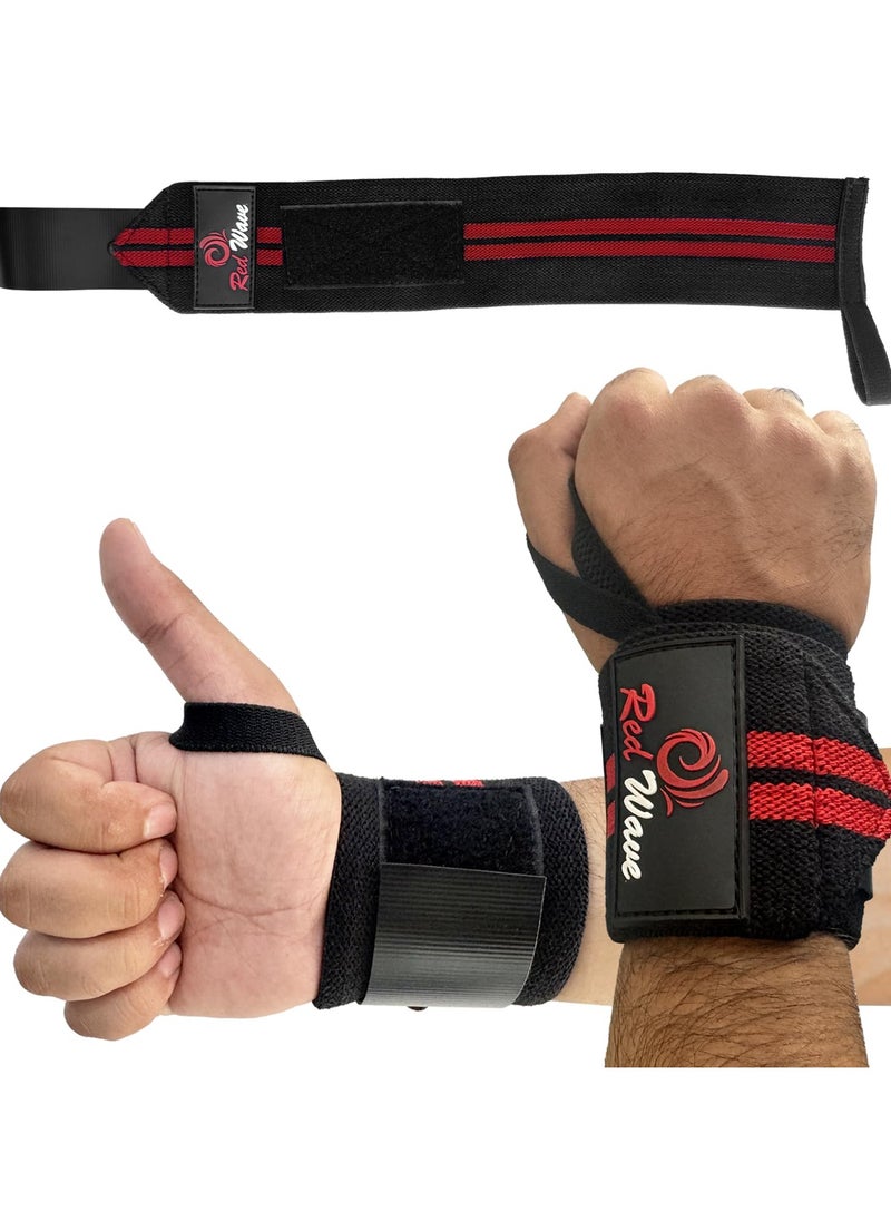 Generic Wrist Wraps for Weightlifting – 18 inch Long Elastic Wrist Support with Thumb Loop & Velcro – Adjustable Gym Straps for Bench Press, Overhead Lifts, CrossFit – Men & Women  - Image 1