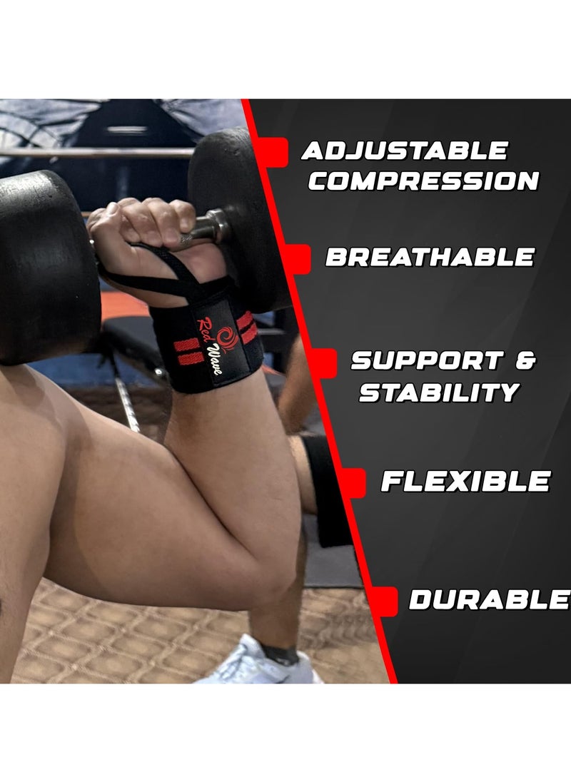 Generic Wrist Wraps for Weightlifting – 18 inch Long Elastic Wrist Support with Thumb Loop & Velcro – Adjustable Gym Straps for Bench Press, Overhead Lifts, CrossFit – Men & Women  - Image 4