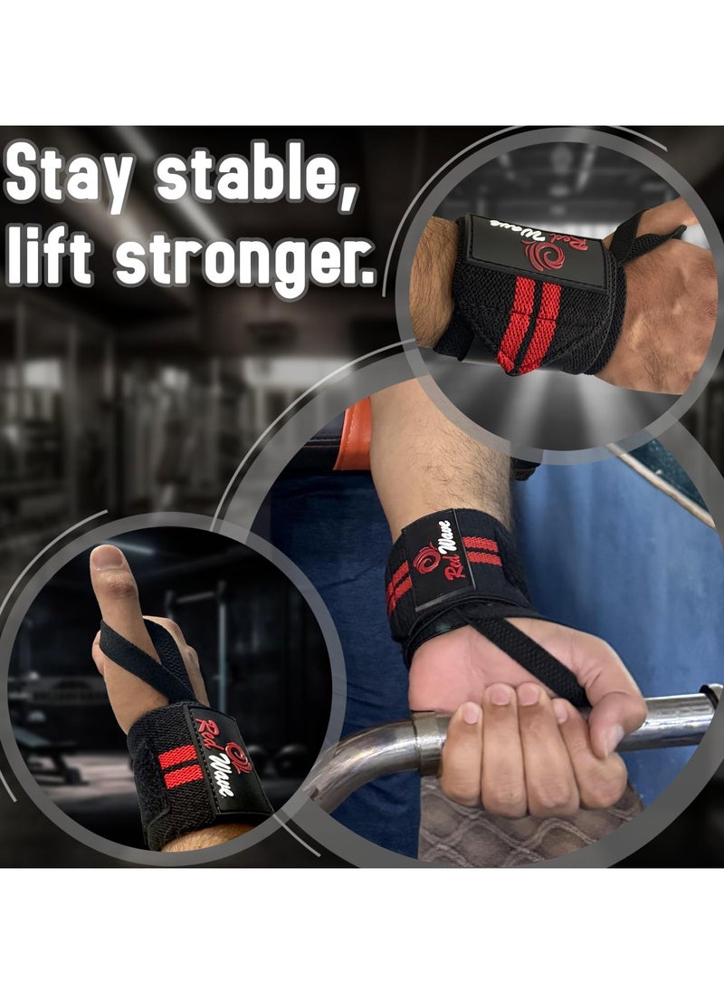 Generic Wrist Wraps for Weightlifting – 18 inch Long Elastic Wrist Support with Thumb Loop & Velcro – Adjustable Gym Straps for Bench Press, Overhead Lifts, CrossFit – Men & Women  - Image 3