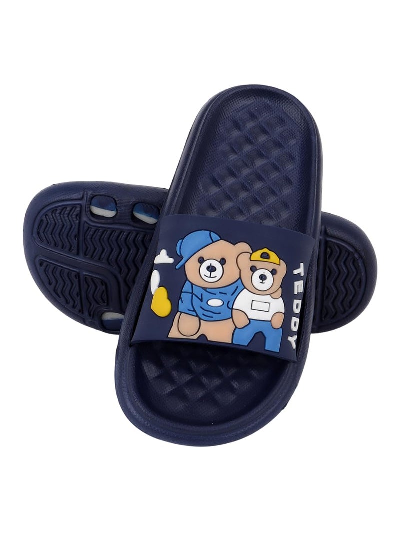 CUHO TRENDS Kids Teddy Bear Printed Sliders | Soft Sole Cartoon Slides for Boys & Girls - Image 1