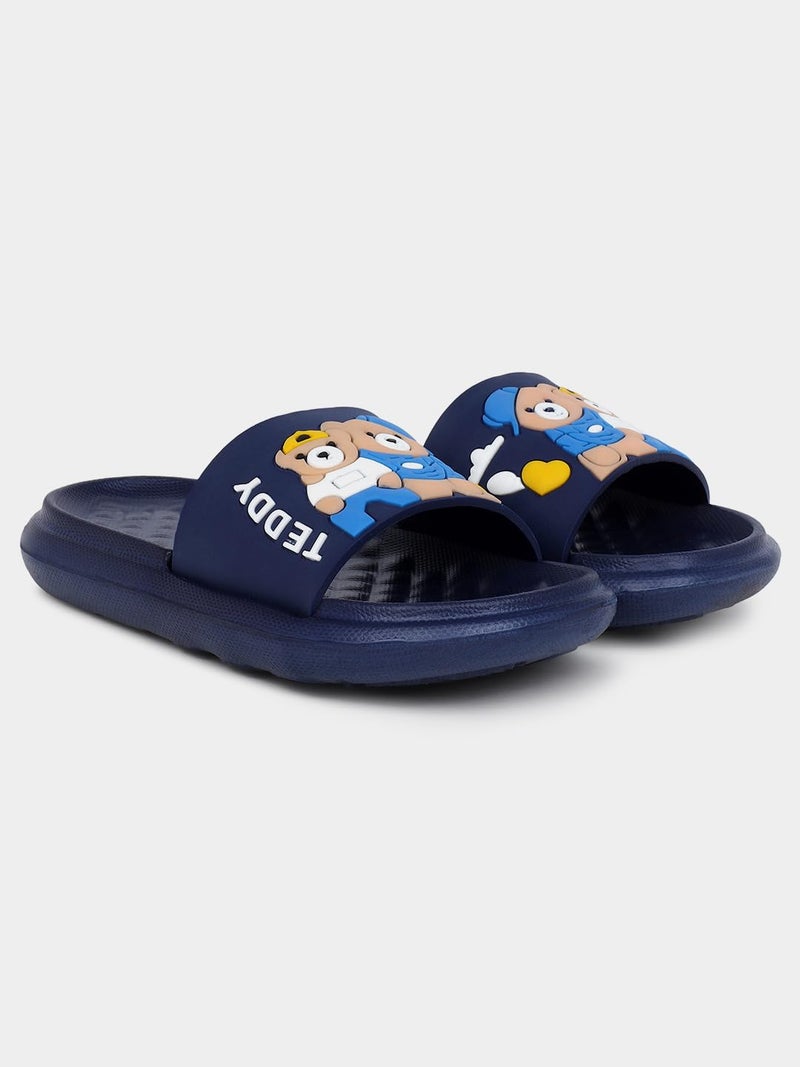 CUHO TRENDS Kids Teddy Bear Printed Sliders | Soft Sole Cartoon Slides for Boys & Girls - Image 3