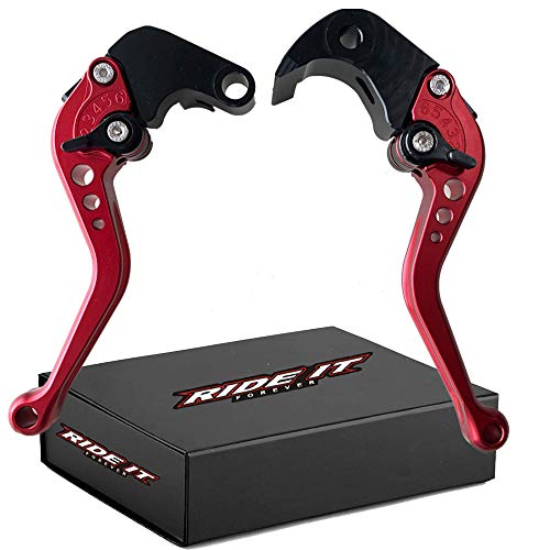 RIDE IT FOREVER RIDE IT Short Adjustable Brake and Clutch Levers for GSXR600 2006-2022,GSXR750 2006-2022,GSXR 1000 2005-2006,GSXR1000 2009-2022,GSX-S1000/F/ABS 2015-2020.KATANA 2020-Red - Image 1