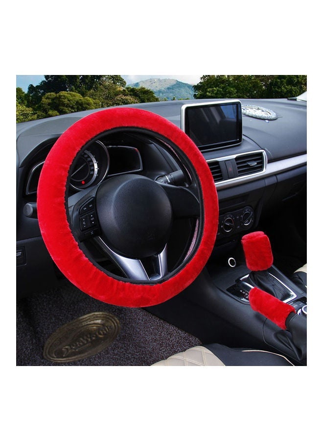 MUNTAQI Fluffy 3 pcs Steering Wheel / Handbrake / Gear Shift Cover - Image 1