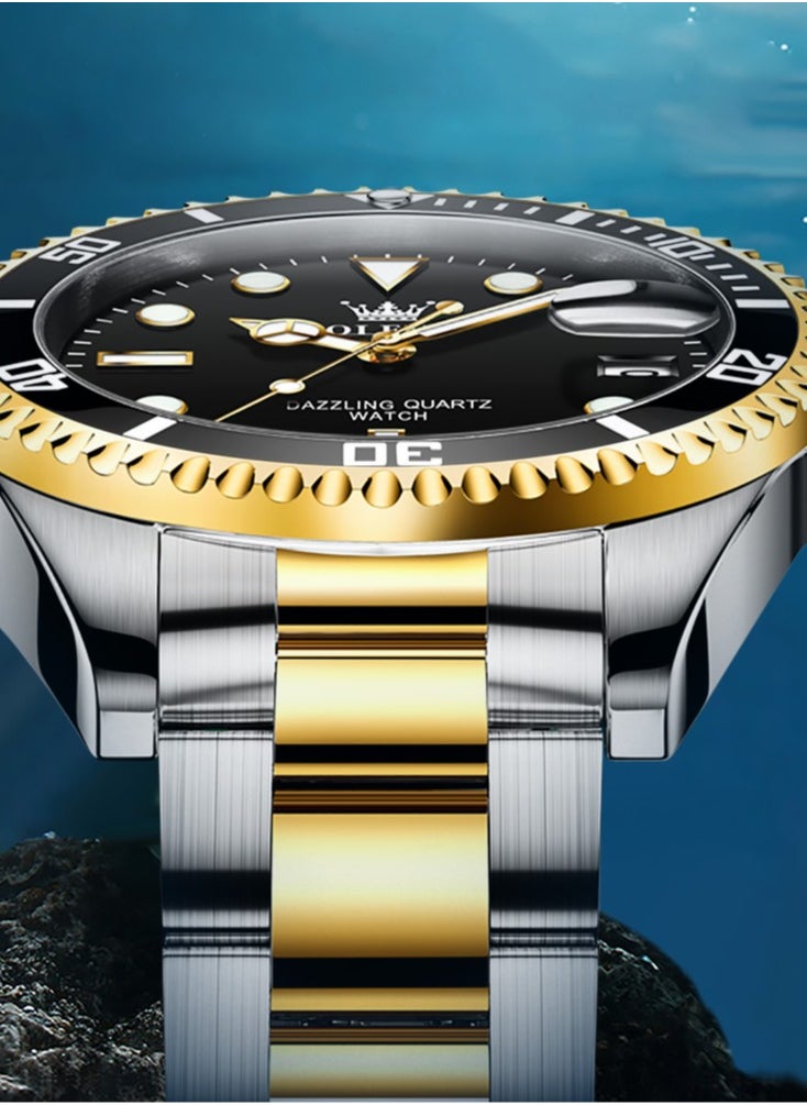 OLEVS - OLEVS Men's Watch Luxury Top Brand One-Way Rotating Outer Ring Design Quartz Watch for Men Auto Date Waterproof Wrist Watches - Image 1