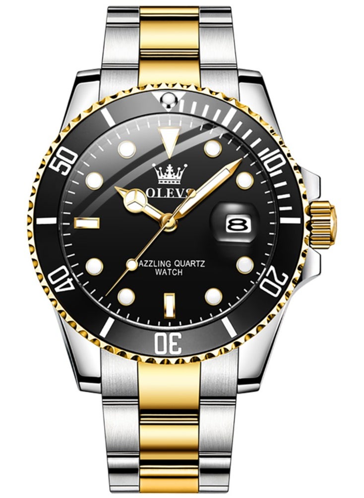 OLEVS - OLEVS Men's Watch Luxury Top Brand One-Way Rotating Outer Ring Design Quartz Watch for Men Auto Date Waterproof Wrist Watches - Image 1