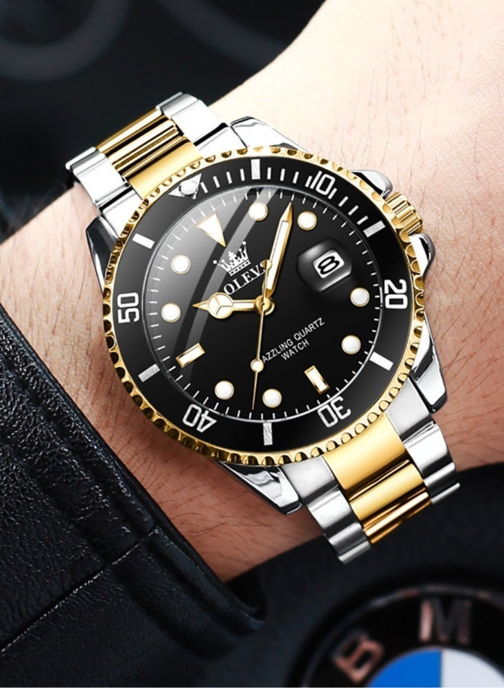 OLEVS Men's Watch Luxury Top Brand One-Way Rotating Outer Ring Design Quartz Watch for Men Auto Date Waterproof Wrist Watches - view 2