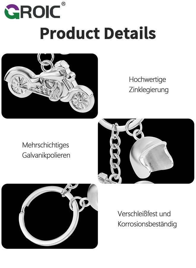 GROIC Motorcycle Keychain, Motorcycle Helmets Key Chain Creative 3D Motorbike Sportbike Street Bike Ring - Silver - Image 2