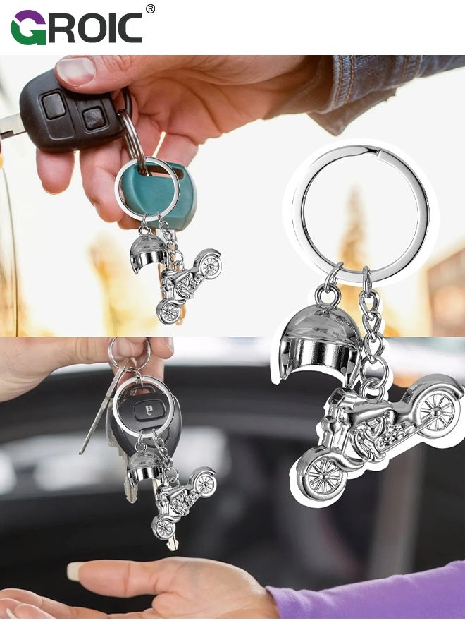 GROIC Motorcycle Keychain, Motorcycle Helmets Key Chain Creative 3D Motorbike Sportbike Street Bike Ring - Silver - Image 3