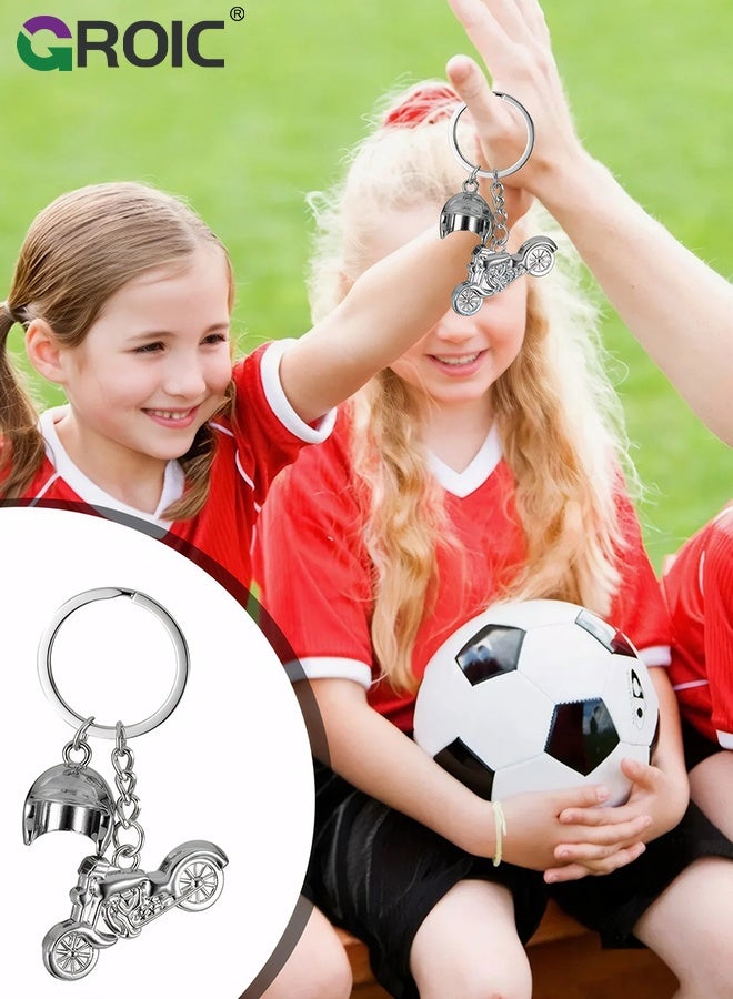 GROIC Motorcycle Keychain, Motorcycle Helmets Key Chain Creative 3D Motorbike Sportbike Street Bike Ring - Silver - Image 4