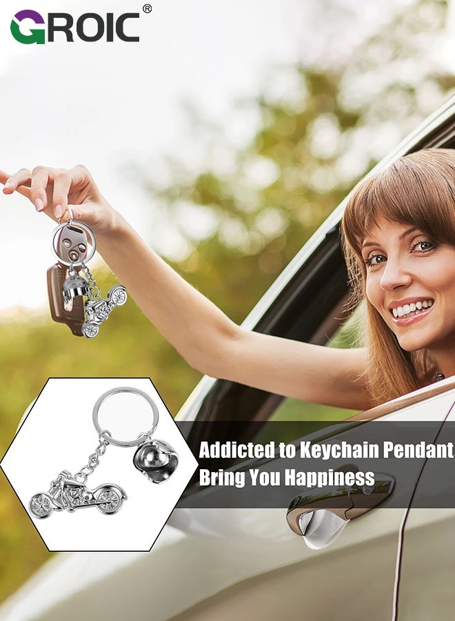 GROIC Motorcycle Keychain, Motorcycle Helmets Key Chain Creative 3D Motorbike Sportbike Street Bike Ring - Silver - Image 5