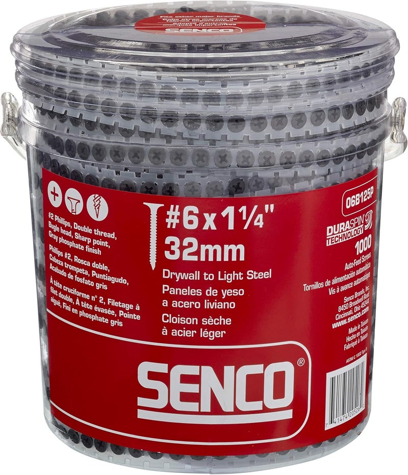 Senco 06B125P DuraSpin Screw Number 6 by 1-1/4-Inch Drywall Screw-Light Steel (1,000 per Box) - Image 1