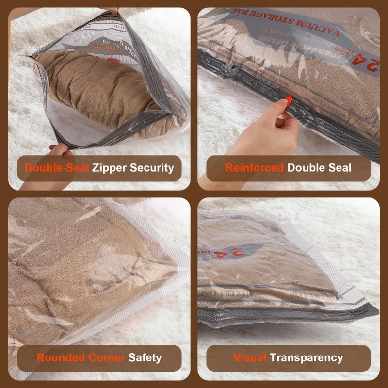 HORTHERO Travel Vacuum Bags with Pump - 15 Pack Space Saver Bag for Travel & Home, Clothes, Bedding, Blankets, Seasonal Storage - Image 4