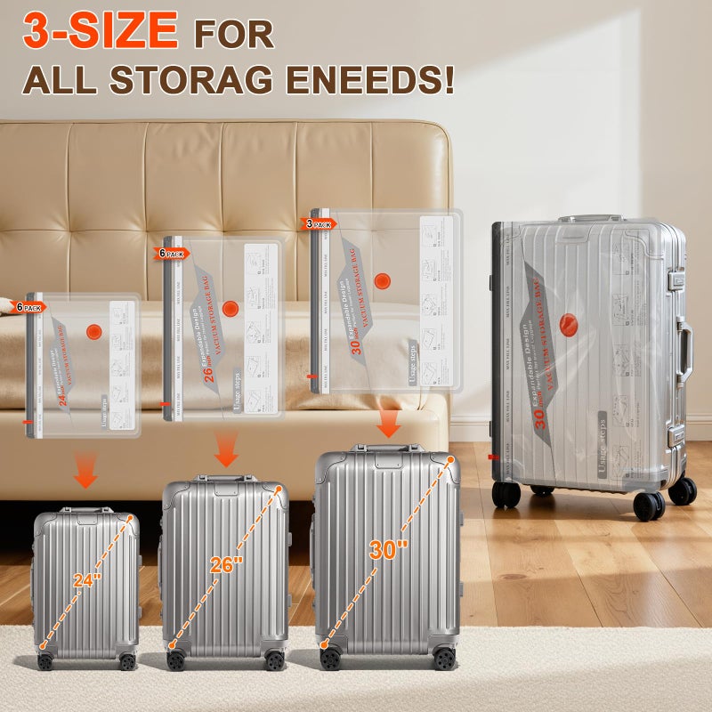 HORTHERO Travel Vacuum Bags with Pump - 15 Pack Space Saver Bag for Travel & Home, Clothes, Bedding, Blankets, Seasonal Storage - Image 3