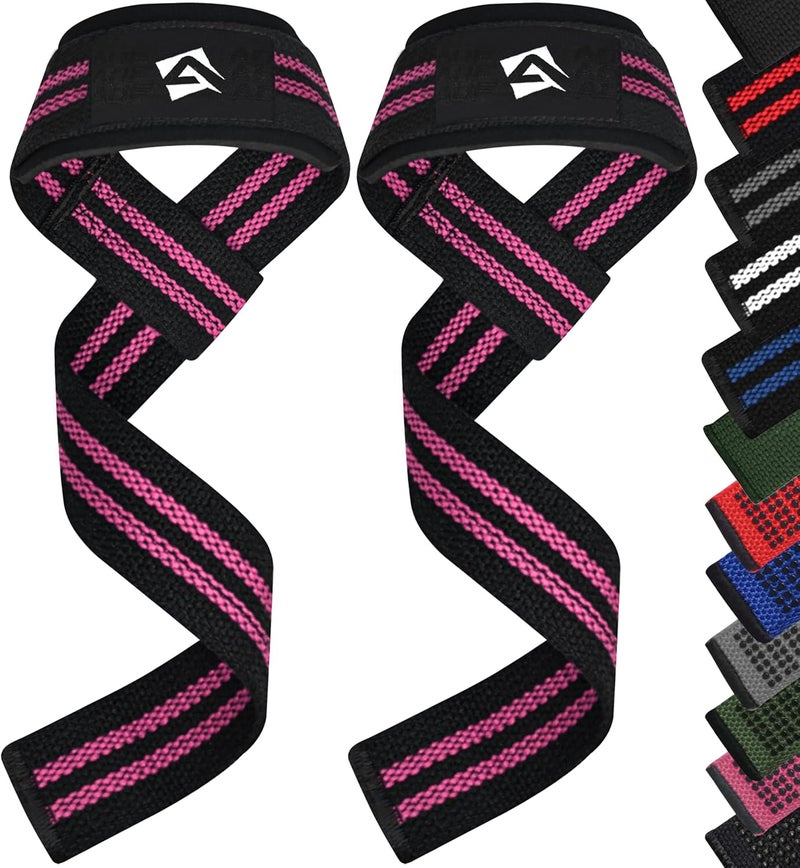 AQF Lifting Wrist Straps for Weightlifting, Powerlifting & Deadlifts – 23” Neoprene Padded Cotton Straps for Strength Training & Gym Workouts - Maximum Grip Support for Men & Women - Image 1