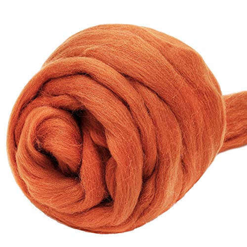 JUPEAN 3.53oz Wool Roving Yarn, Wool Felting Supplies, Pure Wool, Chunky Yarn, Spinning Wool Roving for Needle Felting Wet Felting DIY Hand Spinning (Brown) - Image 1