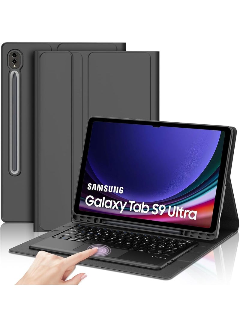 Muzz حافظة مع لوحة مفاتيح لجهاز سامسونج جالاكسي تاب S9 ألترا 14.6 بوصة 2023 لوحة مفاتيح بلوتوث مغناطيسية قابلة للفصل مع لوحة لمس لجهاز جالاكسي تاب S9 ألترا - Image 1