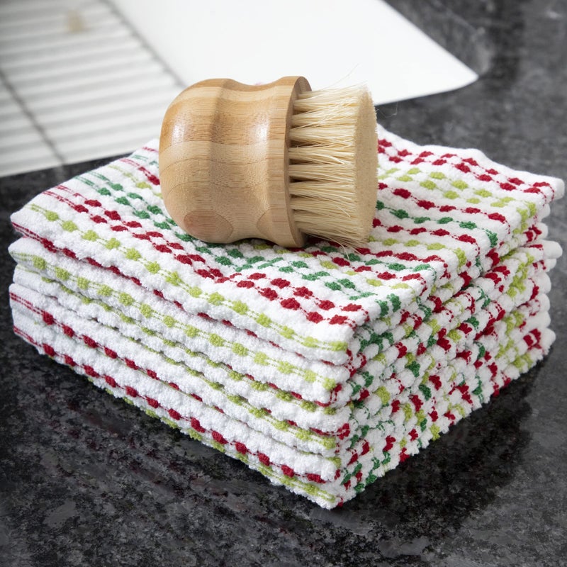 Ritz Pebble Bar Mop Cloth  Holiday Red-Green  6 Piece Set - Image 5