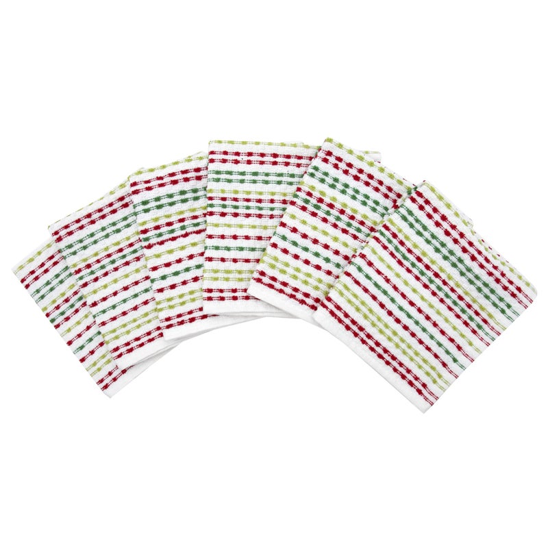 Ritz Pebble Bar Mop Cloth  Holiday Red-Green  6 Piece Set - Image 2