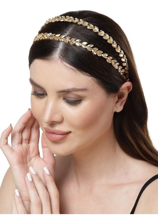 Vogue Hair Accessories Vogue Hair Accessories Gold Fancy Party Wedding Bridal Hairband Headband Hair Accessories for Women and Girls  - Image 1