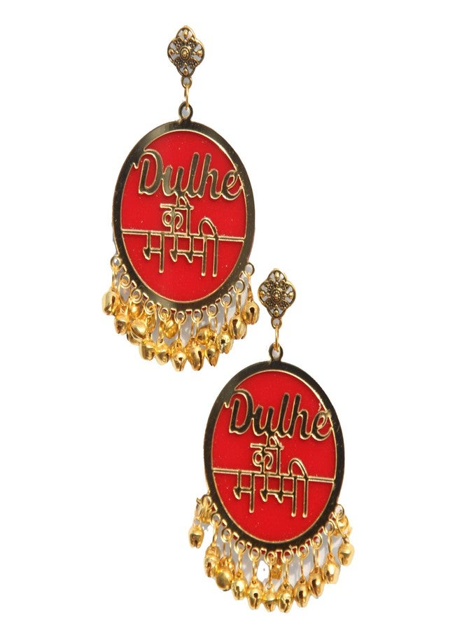 RN Collection Acrylic Dulhe Ki Mummy Earrings For Women & Girls. (Red & Gold) - Image 2