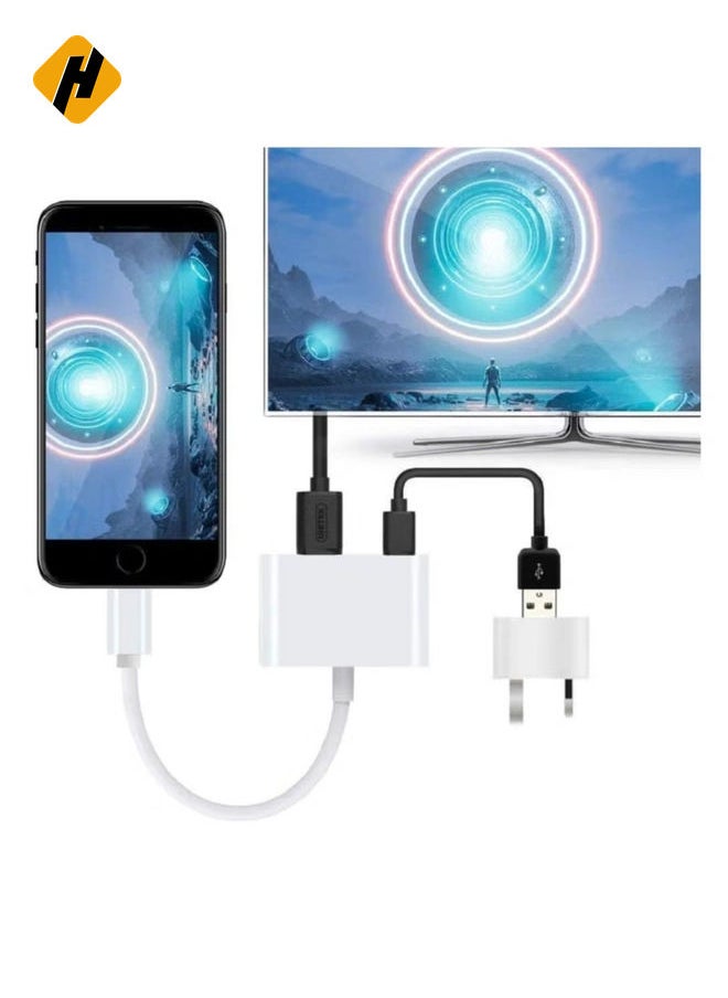 Lightning to HDMI,Apple MFi Certified Lightning to Digital AV Adapter,1080P Audio & 4K Video HDMI Sync Screen Connector with Charging Port for iPhone 11/XS/XR/X/8 7, iPad on HD TV/Monitor/Projector