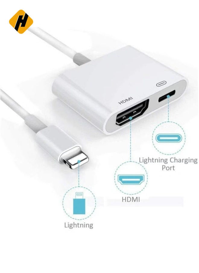 Lightning to HDMI,Apple MFi Certified Lightning to Digital AV Adapter,1080P Audio & 4K Video HDMI Sync Screen Connector with Charging Port for iPhone 11/XS/XR/X/8 7, iPad on HD TV/Monitor/Projector