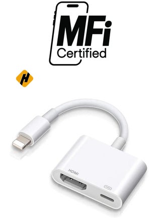 Lightning to HDMI,Apple MFi Certified Lightning to Digital AV Adapter,1080P Audio & 4K Video HDMI Sync Screen Connector with Charging Port for iPhone 11/XS/XR/X/8 7, iPad on HD TV/Monitor/Projector - pzsku/Z21C7AB271477278D5C4CZ/45/_/1738267234/c6f071b2-a3ee-42aa-8fd6-dabe7a6e2ab3