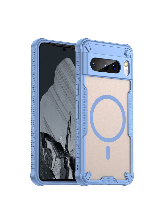 غطاء حمايه لهاتف جوجل بيكسل 8 برو جراب ارمور مغناطيسي ياتي بحواف مرتفعة حول الشاشة وعدسة الكاميرا تساعد على منع الخدوش - ازرق - Image 1