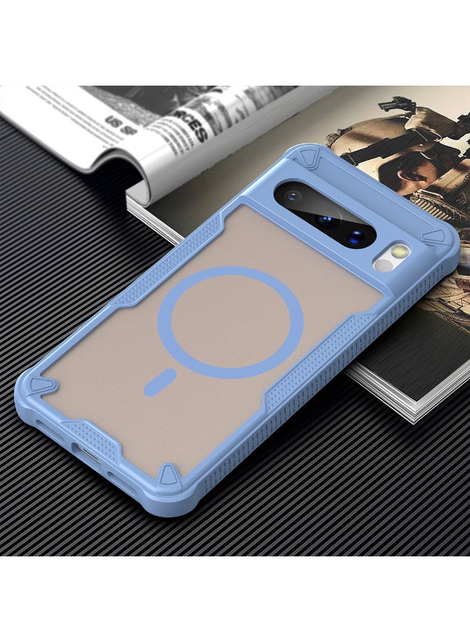 غطاء حمايه لهاتف جوجل بيكسل 8 برو جراب ارمور مغناطيسي ياتي بحواف مرتفعة حول الشاشة وعدسة الكاميرا تساعد على منع الخدوش - ازرق - Image 2