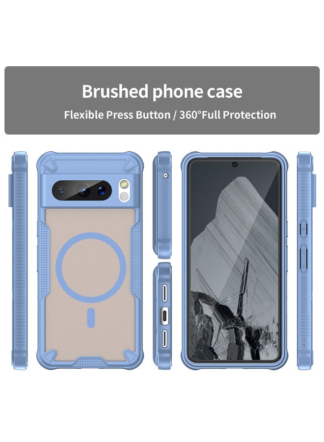 غطاء حمايه لهاتف جوجل بيكسل 8 برو جراب ارمور مغناطيسي ياتي بحواف مرتفعة حول الشاشة وعدسة الكاميرا تساعد على منع الخدوش - ازرق - Image 3