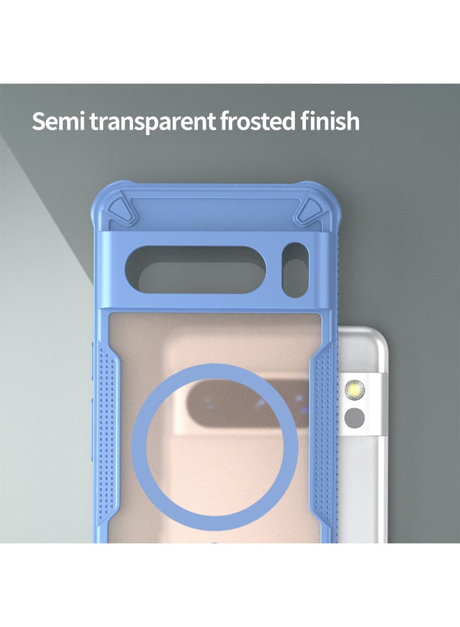 غطاء حمايه لهاتف جوجل بيكسل 8 برو جراب ارمور مغناطيسي ياتي بحواف مرتفعة حول الشاشة وعدسة الكاميرا تساعد على منع الخدوش - ازرق - Image 4