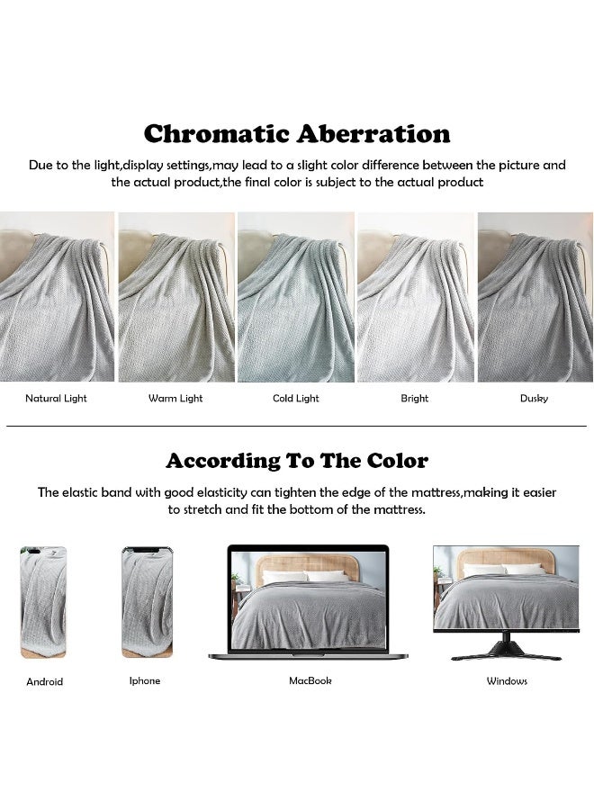 NEWCOSPLAY Super Soft Twin Blanket Grey Premium Silky Flannel Fleece Leaves Pattern Lightweight Bed Blanket All Season Use Grey Twin60x80 - Image 3