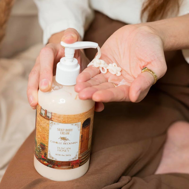 Camille Beckman Tuscan Honey Scented Silky Body Cream, Daily Moisturizer for All Skin Types | Non-Greasy Vegan Formula to Nourish and Soften Hands and Body, 13 Ounce - Image 2