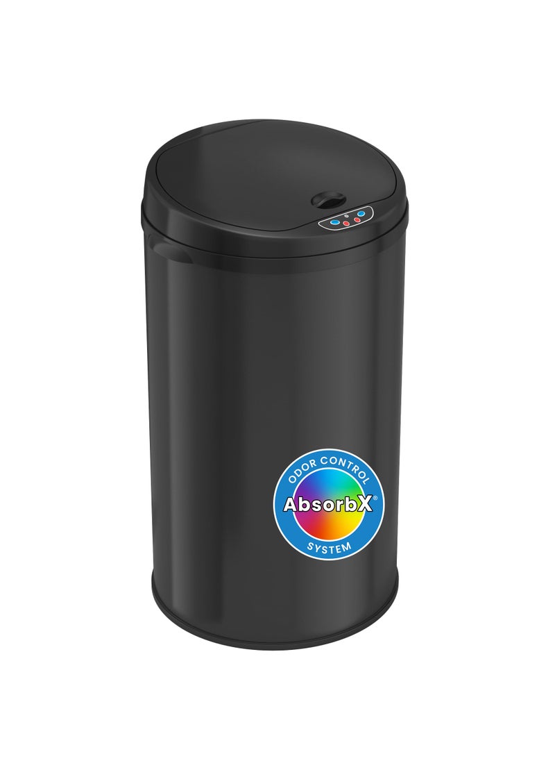 iTouchless iTouchless 8 Gallon Sensor AbsorbX Odor Filter System 30 Liter Round Steel Perfect for Home Kitchen Office Garbage Bin Trash Can 8 Gal Black 