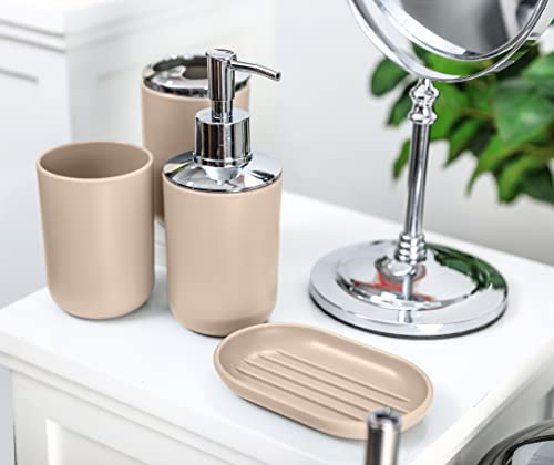 Moss & Stone 6 pcs Bathroom Accessories Set, Bathroom Decor Sets Includes Soap Dispenser, Toothbrush Holder, Toothbrush Cup, Soap Dish, A Bathroom Accessories Sets Complete (Beige) - Image 5