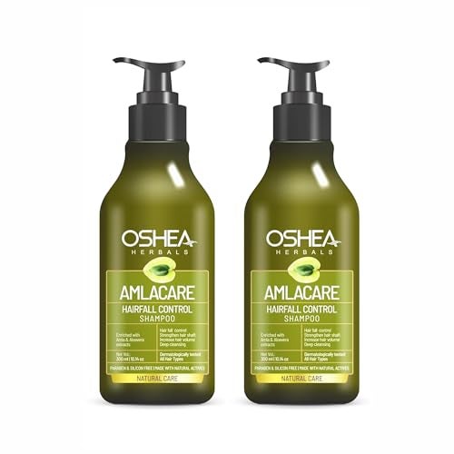 Oshea Herbals Amlacare Hairfall Control Shampoo for Men & Women | Strengthens Hair, Reduces Hairfall & Dandruff | Enriched with Aloe Vera & Amla Extracts - 300 ml (Pack of 2) - Image 1