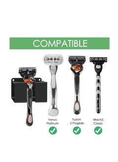 Linkidea Linkidea Wall Mount Safety Razor Holder for Shower, Self Adhesive Shave Gel Cream Holder, Shaver Hanger Compatible with Venus Platinum, Fusion 5 Proshield & Proglide, Mach 3 Classic  - Image 3
