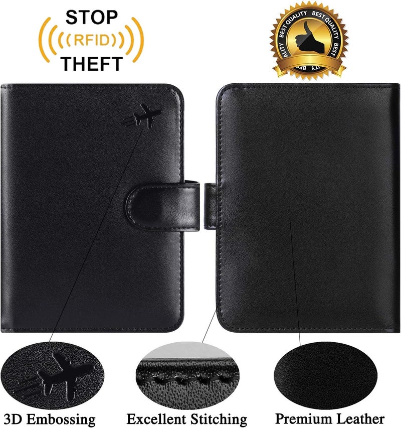 PASCACOO Passport Holder Cover Wallet RFID Blocking Leather Card Case Travel Accessories for Women Men, Z #Black, Rfid Wallet - Image 2
