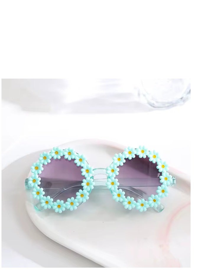 ماركة غير محددة Round Flower Frame Cute Sunglasses for Boys Girls 