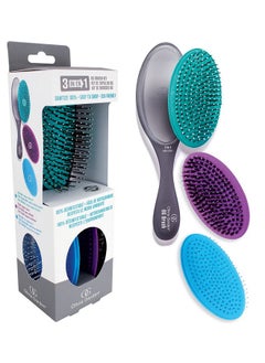 Olivia Garden Olivia Garden OG Detangler Brush 3-in-1 kit, removable cushion, scalp hugging massages the scalp, 1 body, 3 cushions (2 detanglers and 1 styler), for wet or dry hair, for women, men and children  - Image 1