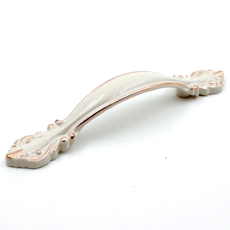 Jetland Cabinet Hardware Handle Pull 5Pack Ivory White with Gold Edge 212 64mm Hole Centers PW8803W64