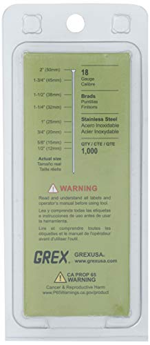 Grex GSB18-32 1-1/4 In. 18 Ga. Brad Nails, Stainless Steel 304, 1M - Image 5