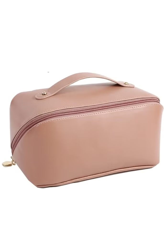 "Leather Travel Makeup Bag – Large-Capacity Cosmetic Organizer for Women, Waterproof & Portable Beauty Case, Random Color" - Image 2