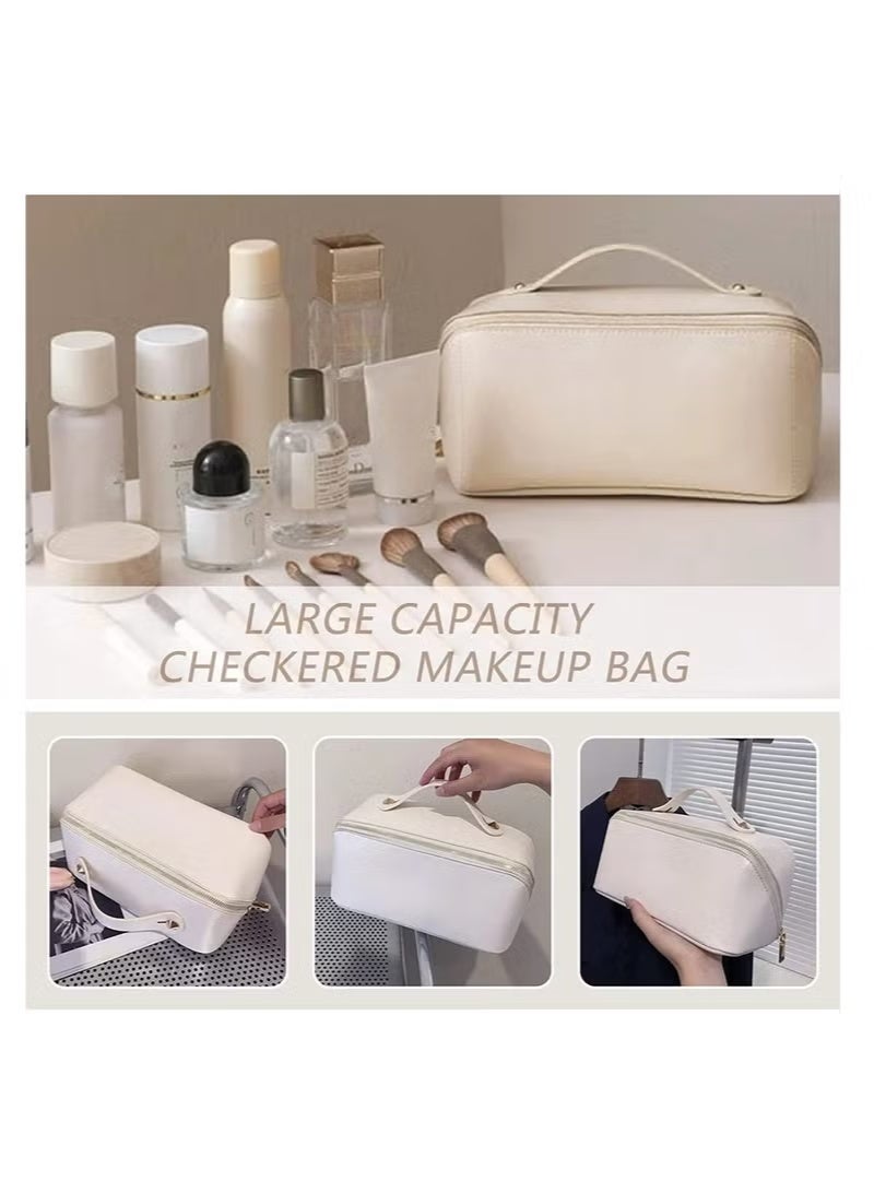 "Leather Travel Makeup Bag – Large-Capacity Cosmetic Organizer for Women, Waterproof & Portable Beauty Case, Random Color" - Image 4