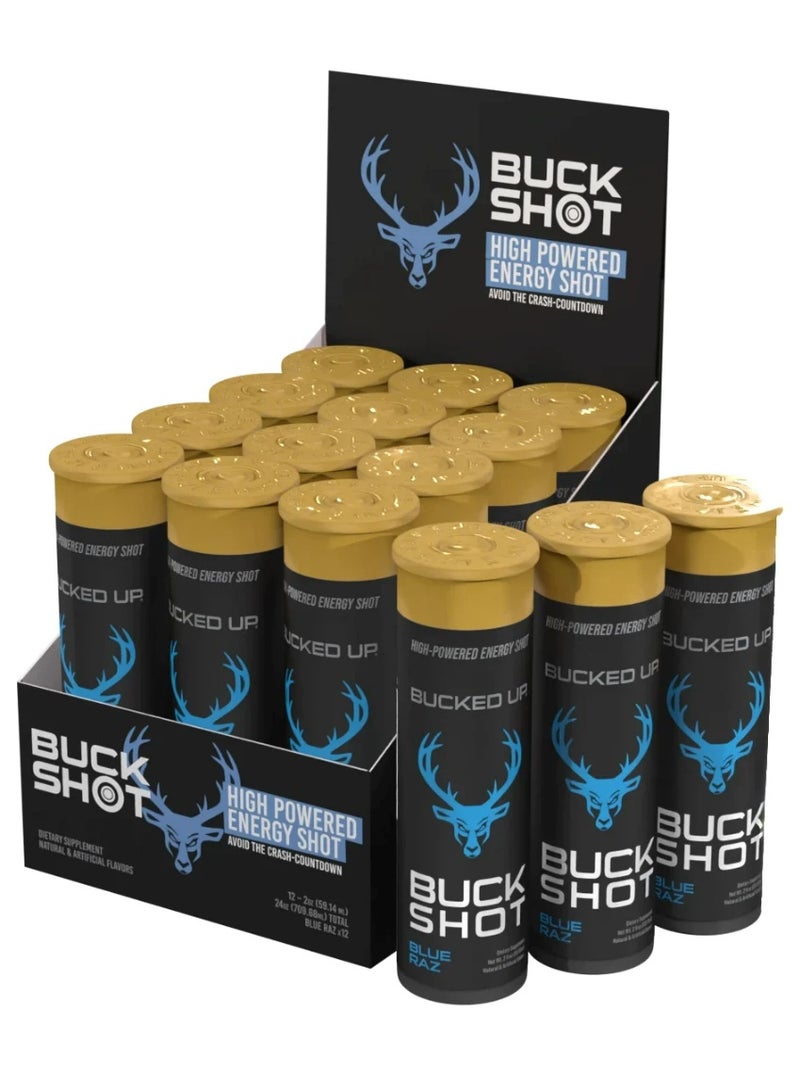 Bucked Up Buck Shot Energy Shot a“ Clean Energy & Focus (60ml) Blue Razz Flavor - Image 1