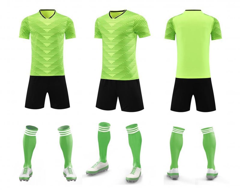 Generic Factory direct approval 2024 new Hengleda horizontal football uniform suit adult children printing football training team uniform Light green