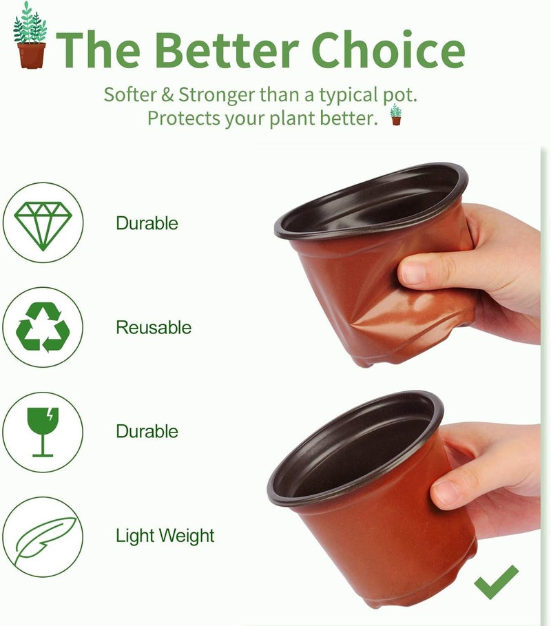 Hdeoops 100 PCS Plastic Nursery Pots 4 Inch Seed Starting Pots for Succulents, Seedlings, Cuttings, Transplanting - Image 3
